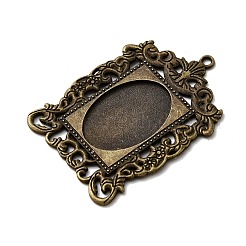 Прямоугольник тибетский стиль сплава сеттинги большой кулон кабошон&nbsp;PALLOY-K109-77AB-NR