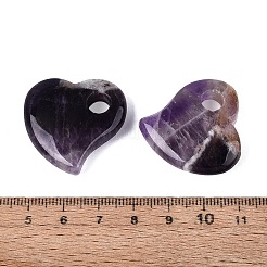 天然の縞模様のアメジストペンダント  ハートチャーム  30~30.5x29~30x8~8.5mm  穴：6~6.5mm&nbsp;G-G602-06G