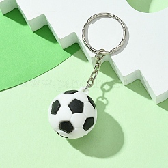 プラスチックキーホルダー  鉄パーツ  サッカー  7.5cm  ペンダント：32mm&nbsp;KEYC-YW00042-01