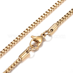 304ステンレススチールベネチアンチェーンネックレス  カニカン付き  ゴールドカラー  17.9インチ（45.5cm）  2mm&nbsp;X-STAS-O053-27G