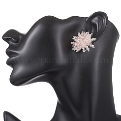 Серьги-гвоздики из цветочного стекла ручной работы&nbsp;EJEW-MZ00680-03