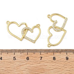 Подвески в виде двойного сердца из латуни с микропаве из прозрачных кубических цирконий&nbsp;KK-M325-12G