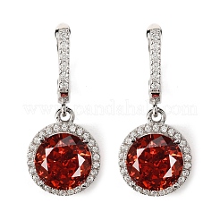 925 плоские круглые серьги-кольца из стерлингового серебра с паве из кубических цирконий EJEW-C150-01C-01