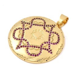 Кулоны из латуни с микропейвом и темно-розовыми фианитами KK-I360-057G