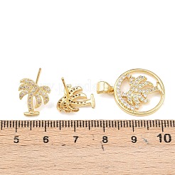 Ensembles de boucles d'oreilles et pendentifs en laiton micro pavé de zircones cubiques pour femmes&nbsp;SJEW-F227-01K-G