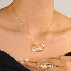 Элегантные серьги-гвоздики и ожерелья с подвесками из латуни с микропаве из прозрачных кубических цирконий для женщин XG2235