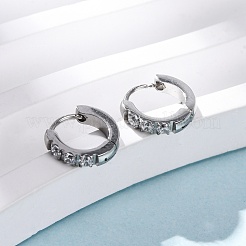 Серьги-кольца из нержавеющей стали 304 с прозрачным кубическим цирконием EJEW-D331-18A-P