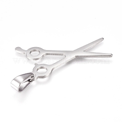 変色しにくい304ステンレススチールペンダント  はさみ  ステンレス鋼色  40x23x1mm  穴：10x4.5mm&nbsp;STAS-I135-03P