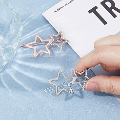 10 шт. 2-х цветные заколки для волос со стразами из сплава&nbsp;PHAR-HS0001-03