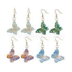 4 пара латунных сережек-подвесок&nbsp;EJEW-JE06348