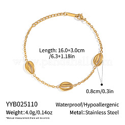 Gliederkettenarmbänder aus 304 Edelstahl in Muschelform für Damen&nbsp;EV6975-1