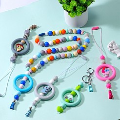 食品グレードの環境に優しいシリコンフォーカルビーズリング9個。  アクアマリン  65x9.5mm  穴：3mm  内径：44mm&nbsp;JX895I