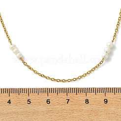 Halsketten aus Edelstahl 304 mit Kabelkette und natürlichen Süßwasserzuchtperlen&nbsp;NJEW-JN06065