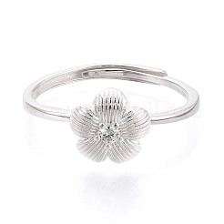 925 регулируемое кольцо из стерлингового серебра с микропаве из прозрачных кубических цирконий для женщин&nbsp;STER-N016-142S