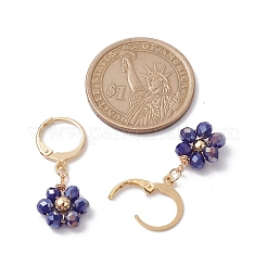 7ペア7色ゴールド合金フレンチフックピアス  フラワーガラスドロップイヤリング  ミックスカラー  29.5~30x11~12mm  1ペア/カラー&nbsp;EJEW-JE05715