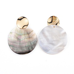 Черные губы оболочка серьги болтающийся EJEW-JE03450