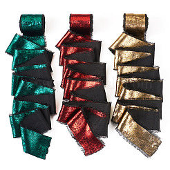 Thème de Noël 3 rouleau 3 couleurs ruban effiloché en polyester&nbsp;DIY-TA0011-47B