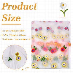 Nappe en polyester brodée de marguerites&nbsp;AJEW-WH0816-374D