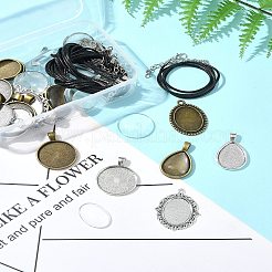 Наборы для самостоятельного изготовления ожерелий из сплава стекла и вощеного шнура DIY-FS0007-65