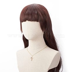 Колье с плетеным крестом из натуральных драгоценных камней и жемчуга NJEW-JN03920