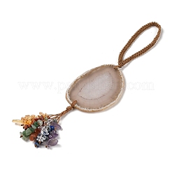 Подвесные украшения из кусочков натурального агата HJEW-K046-03F