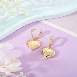 1 пара серег-колец в форме сердца из латуни с прозрачным кубическим цирконием&nbsp;EJEW-TA0008-59