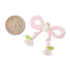 Подвески в виде бантиков и цветов из стеклянного бисера&nbsp;PALLOY-MZ01220-01