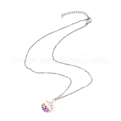 Фарфоровый кулон «Счастливый кот» из нержавеющей стали 304 NJEW-JN05552