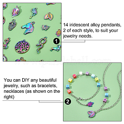 28шт 14 стиля подвески из сплава цвета радуги&nbsp;FIND-FH0003-55