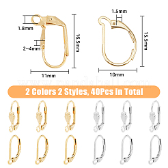 40 pz 4 stile ottone a leva per orecchini&nbsp;KK-DC0002-15