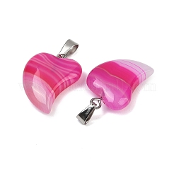 Ожерелья с подвеской в виде сердца из окрашенного натурального полосатого агата NJEW-G166-01A