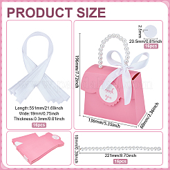 Прямоугольные бумажные подарочные пакеты с ручкой из искусственного жемчуга&nbsp;CON-WH0110-019A