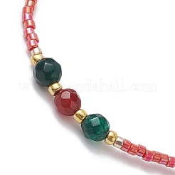 Браслеты из окрашенного натурального агата и стеклянных бусин BJEW-MZ00047-03