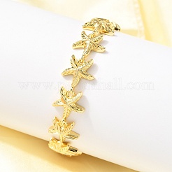 Летние пляжные браслеты-цепочки из латуни с морскими звездами&nbsp;BJEW-C118-04G