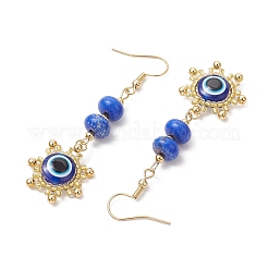 Серьги-подвески из бисера из стекла и смолы от сглаза и солнца EJEW-MZ00421