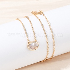 Colliers avec pendentif en laiton et zircone cubique transparent pour femmes&nbsp;NJEW-Z079-02G-02