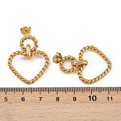 Серьги-гвоздики в форме сердца из нержавеющей стали 304 EJEW-K268-32G