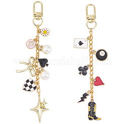 2 pièces 2 styles de décorations de pendentif en alliage d'émail&nbsp;HJEW-BM0001-46C