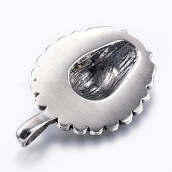 304ステンレスペンダント  ネイティブアメリカンのチャーム  アンティークシルバー  44x30x7mm  穴：4x5mm&nbsp;STAS-E424-043AS