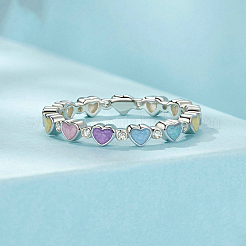 Кольца-пальцы в форме сердца из стерлингового серебра с микропаве из прозрачных кубических цирконий и эмалью FS-WGA58F8-01