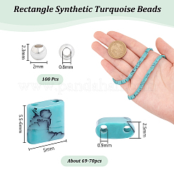 1 нить прямоугольных синтетических бирюзовых бусин G-NB0005-57