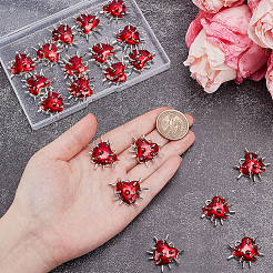チベット風アロイペンダント24個  ハートチャーム  エナメル  レッド  22x29x10mm  穴：3mm&nbsp;FIND-SC0025-49A