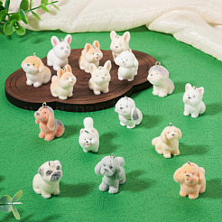 Colgantes de perro con flocado de resina&nbsp;RESI-TAC0012-21