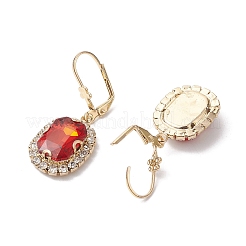 Латунная серьга с фианитом и фианитами EJEW-C077-10KCG