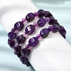 Bracelets extensibles en agate dentelle bleue naturelle teintée&nbsp;GG-CBA3F02-09