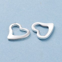 201 ステンレススチールリンクリング  ハート  銀  14.5x15x1.5mm  インナーサイズ：11x6mm&nbsp;STAS-F192-010S