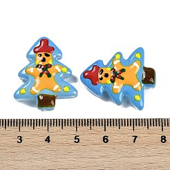 クリスマステーマの手作りランプワークビーズ  クリスマスツリー  ライトスカイブルー  25~26.5x18.5~22.5x6.5~7.5mm  穴：1.6~1.8mm&nbsp;LAMP-I027-07L