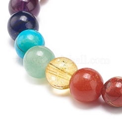 Bracciale elasticizzato con perline rotonde in pietra mista naturale e sintetica&nbsp;BJEW-JB08573