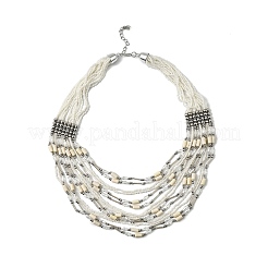 Collane multifilo con perline di vetro in stile bohémien&nbsp;NJEW-H063-01P-03