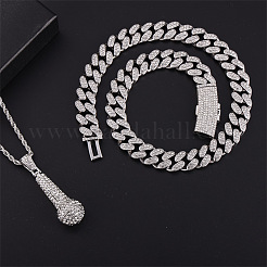 Двухслойные ожерелья с подвеской в виде микрофона из сплава и кристаллов горного хрусталя FS-WG7349E-03